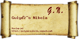 Gulyás Nikola névjegykártya