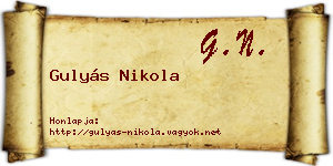 Gulyás Nikola névjegykártya